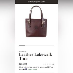 Brown Leather Duluth Pack Lakewalk Tote Bag